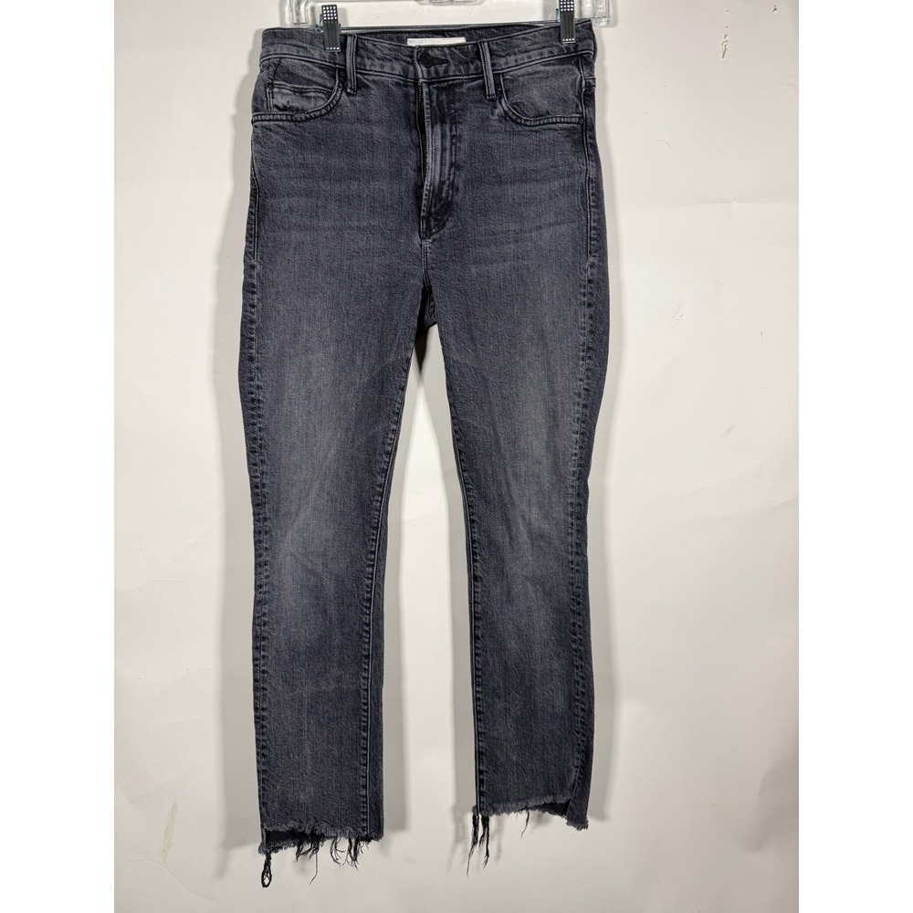 Mother High Waisted Rascal Ankle Step Fray Jeans Roadtrip Renegade Black Size 27